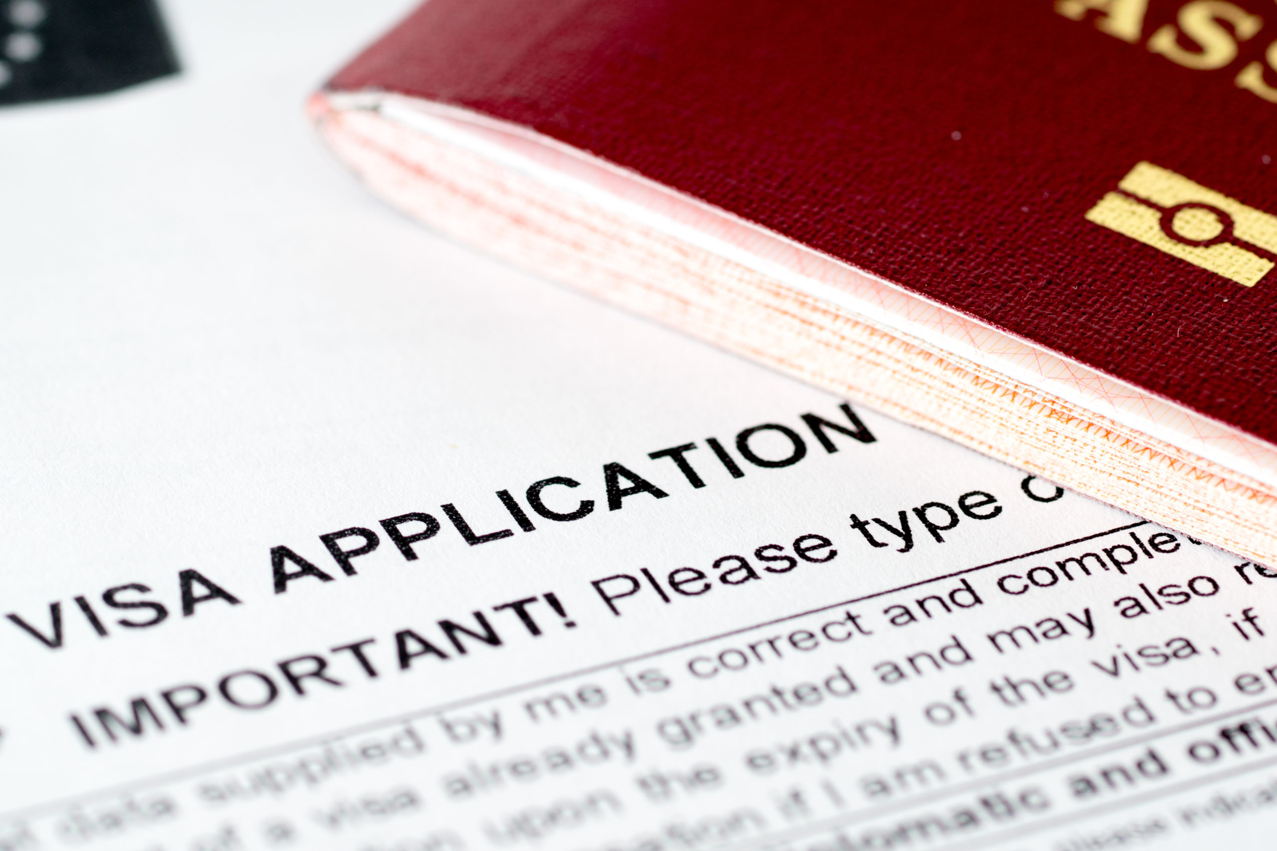 Europe union visa application form with passport