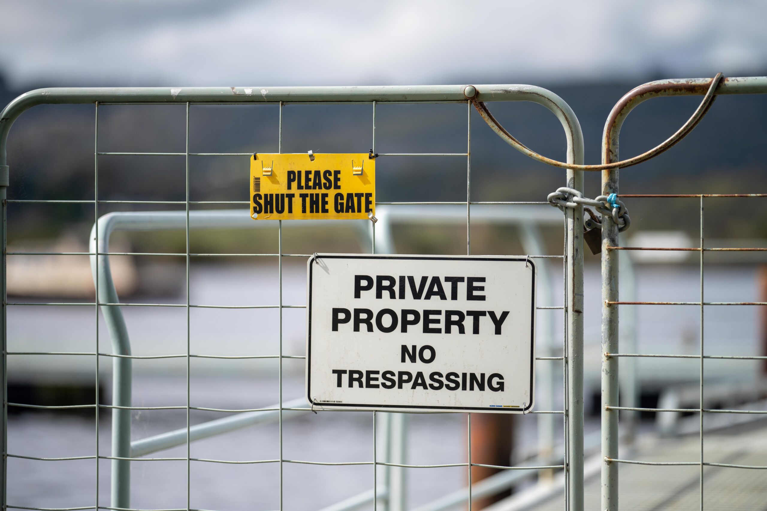 Private property jetty sign in australia in tasmania